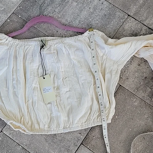 Jaded Gypsy Cream Off-Shoulder Cotton Cropped Top OS Fits Most - Picture 7 of 7